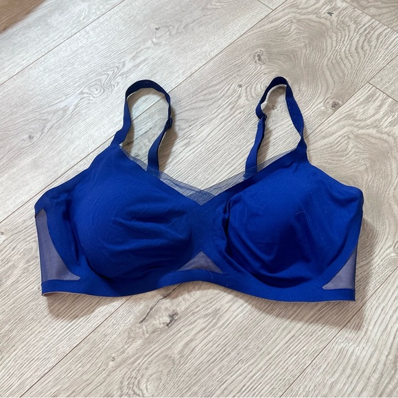 Honeylove Liftwear Crossover Bra in navy blue with mesh trim size large - Picture 3 of 5